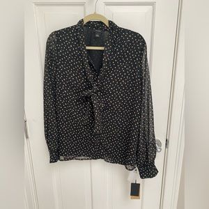 Halogen NWT crepe tie neck top